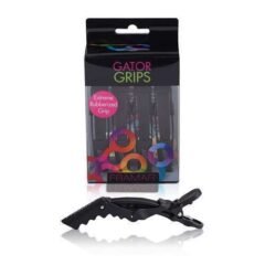 Segtukai plaukams Framar Gator Grips Rubberrized Jaw Clip Black 4 vnt.