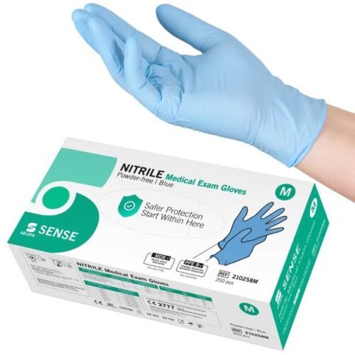 Nitrilo pirštinės be pudros mėlynos Sense Nitrile Gloves Blue M 200 vnt.