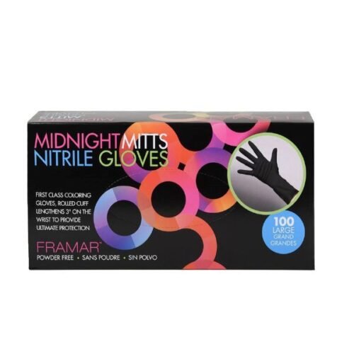 Нитриловые перчатки неопудренные, черные Framar Midnight Mitts Nitrile Gloves L 100 шт.