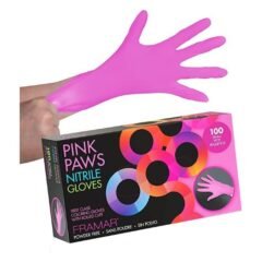 Nitrilinės, rožinės pirštinės Framar Pink Paws Nitrile Gloves 100vnt