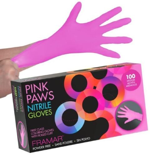 Nitrilinės, rožinės pirštinės Framar Pink Paws Nitrile Gloves 100vnt