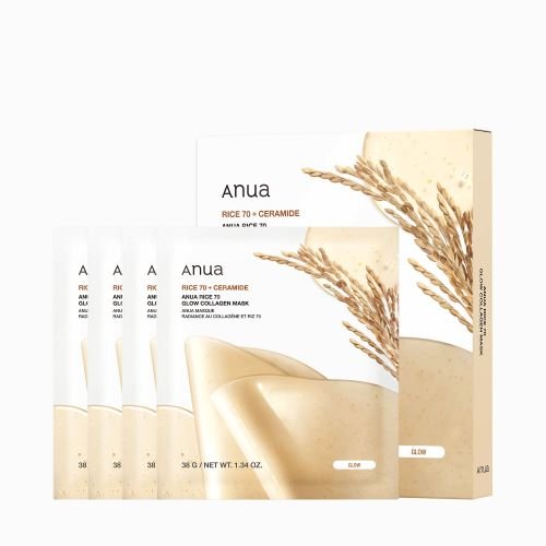 veido kaukė anua rice 70+ceramide glow collagen mask 38 g 4 vnt.