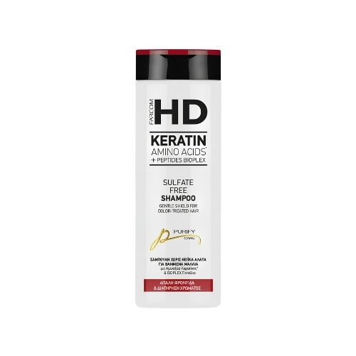 plaukų šampūnas farcom hd su keratinu ir peptidais, be sulfatų 400 ml