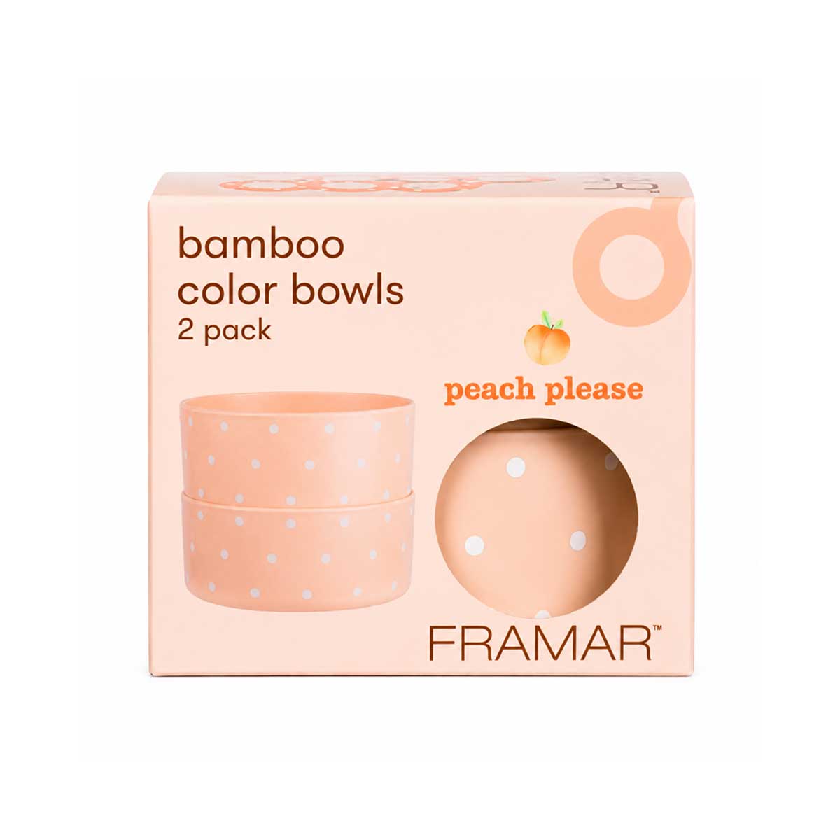 dubenėlių rinkinys dažams framar bamboo color bowls, peach please, 2 vnt.