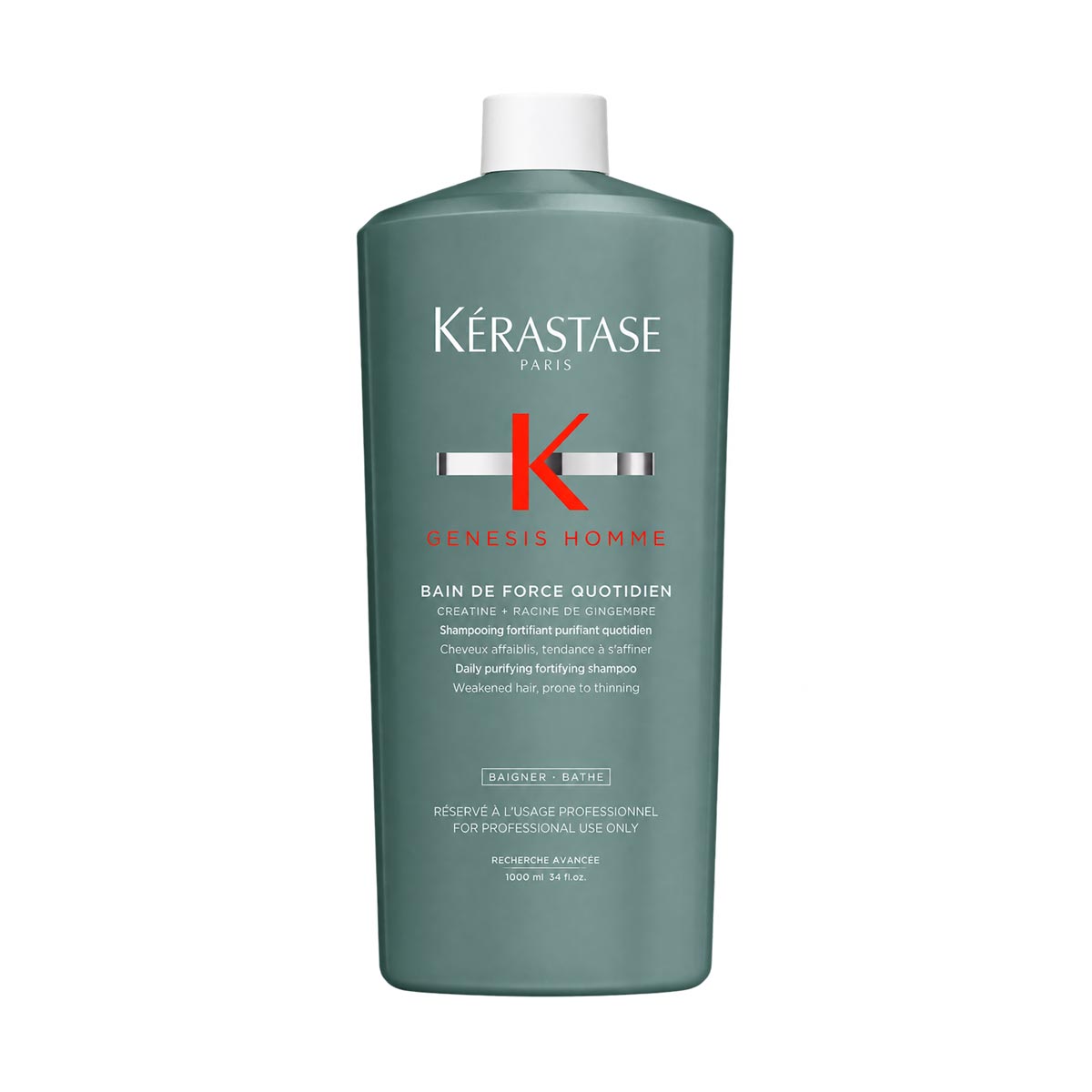 kasdienis plaukų šampūnas vyrams kerastase genesis homme bain de force quotiden, 1000 ml